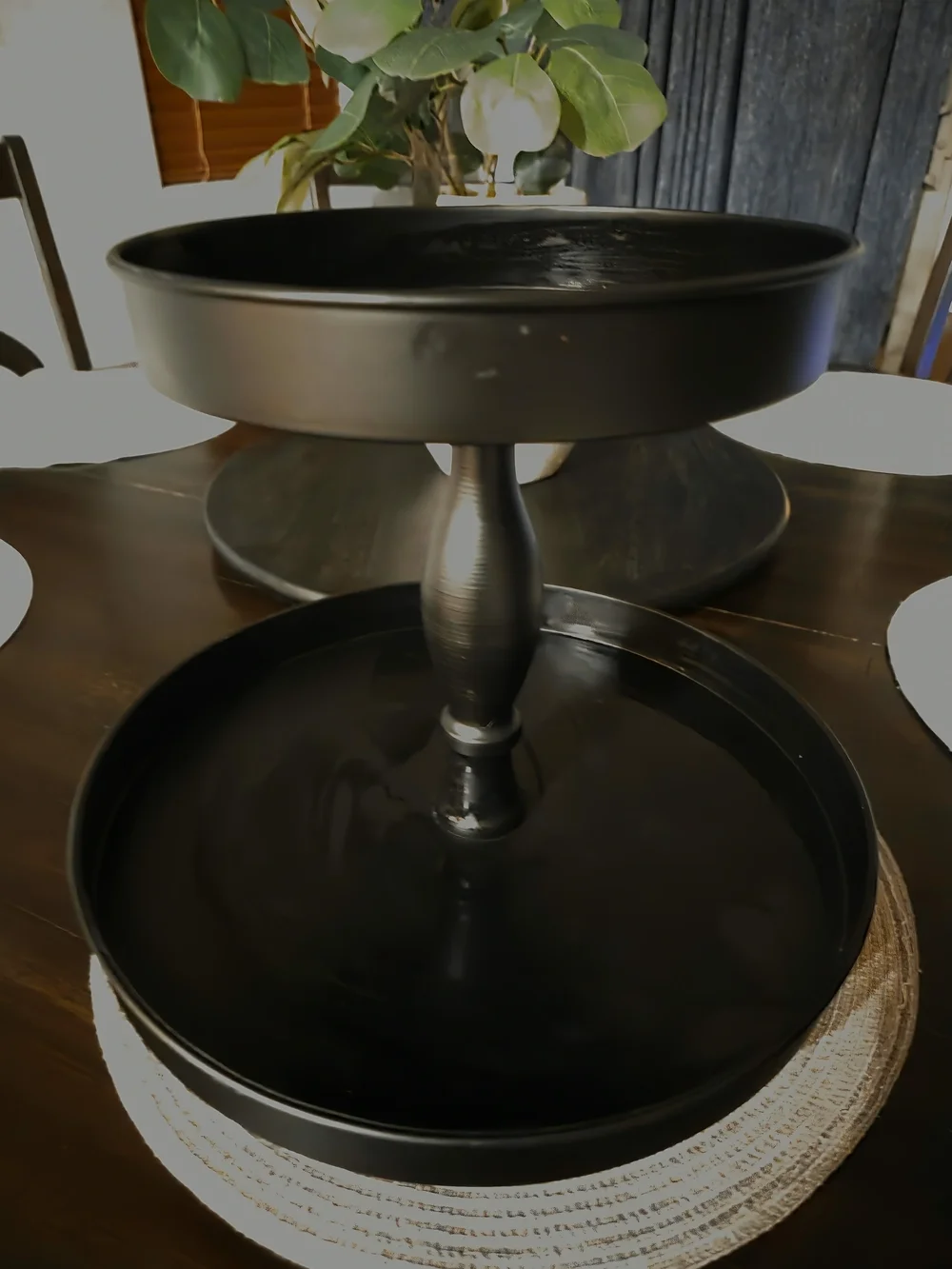 Black Two-Tier Metal Serving Stand - Elegant Home Dining Display